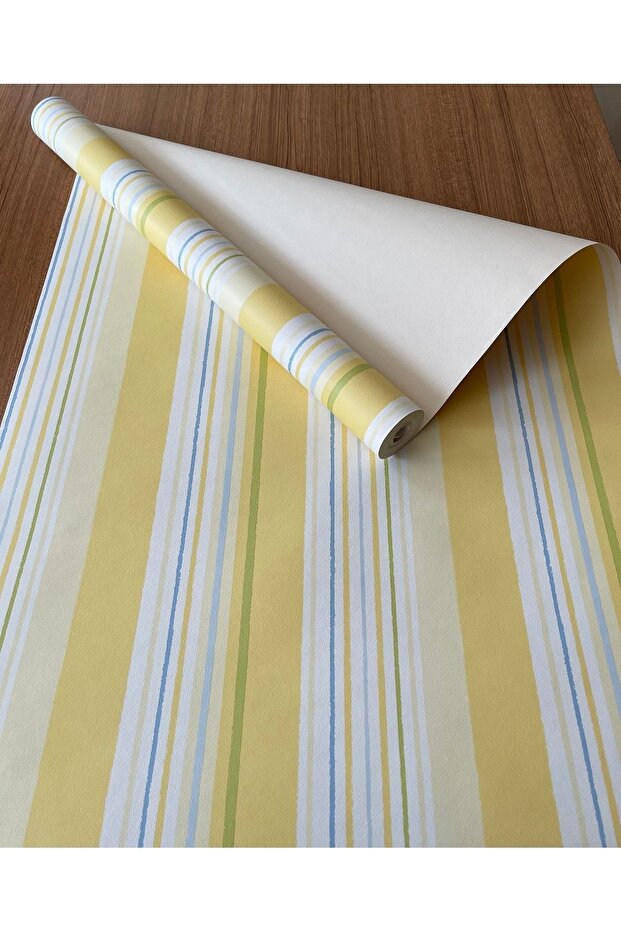 Sarı Çizgili Ithal Duvar Kağıdı (5m²) - 3