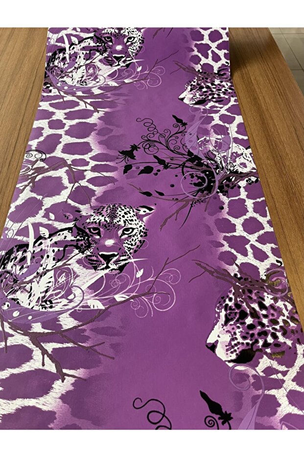 Mor Leoparlı Ithal Vinly Duvar Kağıdı (5m²) - 1