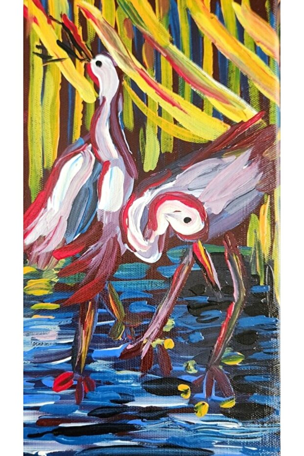 Van Gogh Resimlerinden Kesit Leylekler 1 Adet- Tuval Üzerine Akrilik Boya - 2