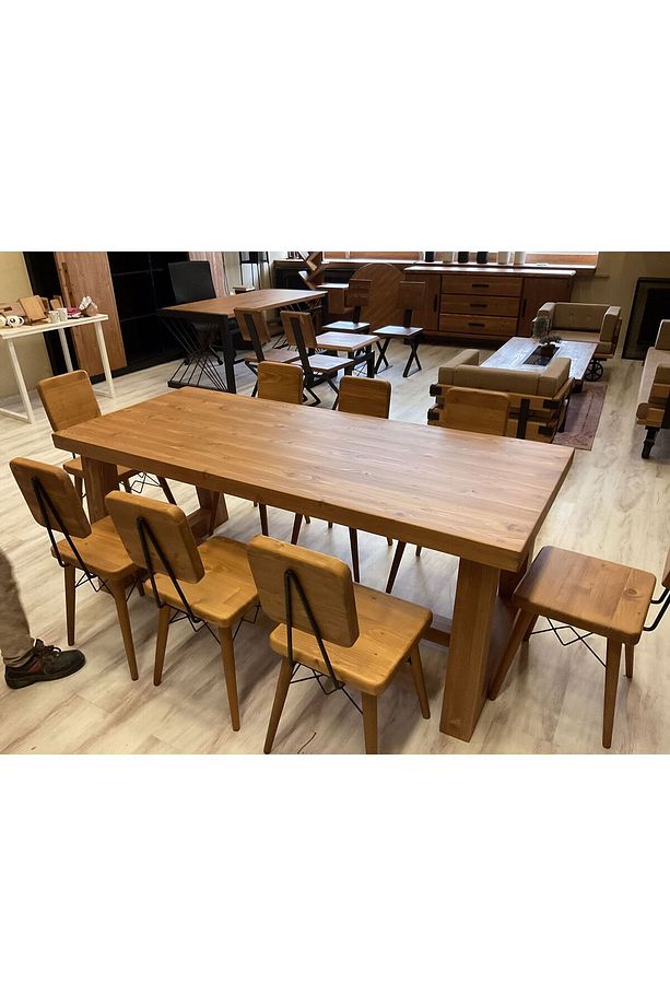 Ntconcept Farmhouse Doğal Ahşap Masif Yemek Masa Takımı 80x240cm 8 Adet Sandalye - 5