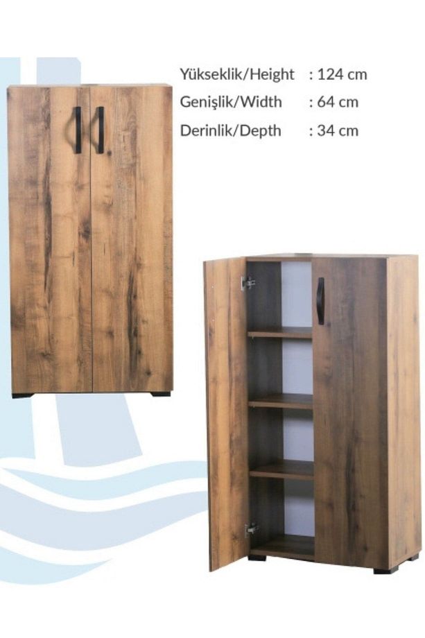 2 Kapılı Çok Amaçlı Dolap Ayakkabılık Dolabı Dolap 2 Kapaklı 4 Gözlü Ayakkabılık - 1