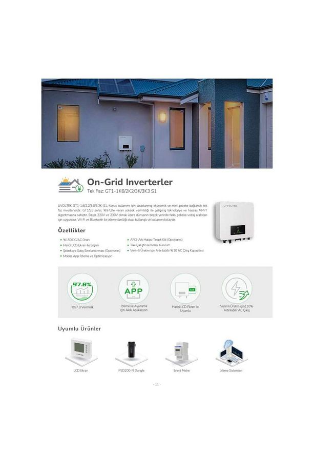 Livoltek 3kw Mono Faz On-grid Inverter Gt1-3k3s1 - 3