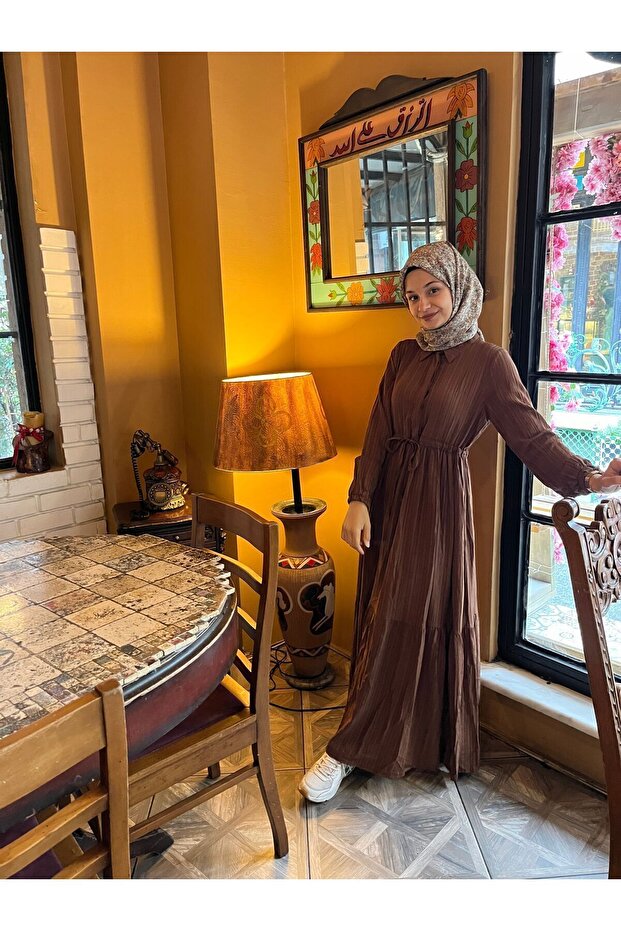 Beli Tünelli Düğmeli Elbise - 2