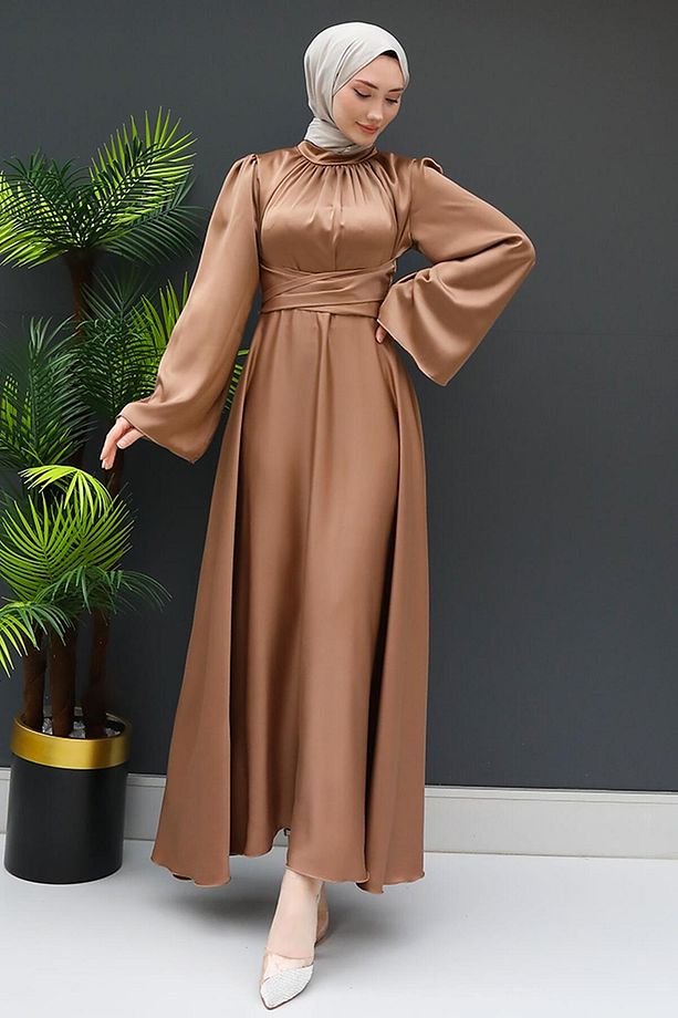 Nazlı Tesettür Elbise Sütlükahve - 2