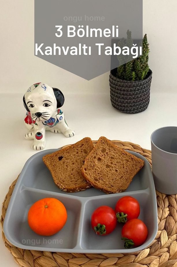 2 Adet Kahvaltı Tabağı Üç Bölmeli Tabak Mama Tabağı Tabldot - 5