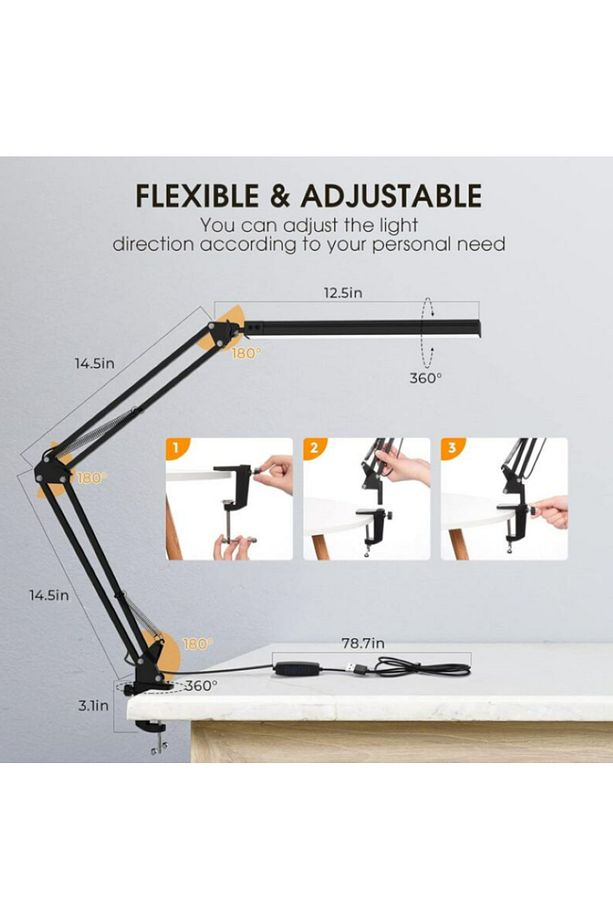 Katlanabilir Çalışma Okuma Masa Lambası Ayarlanabilir Led Akrobatik - 7