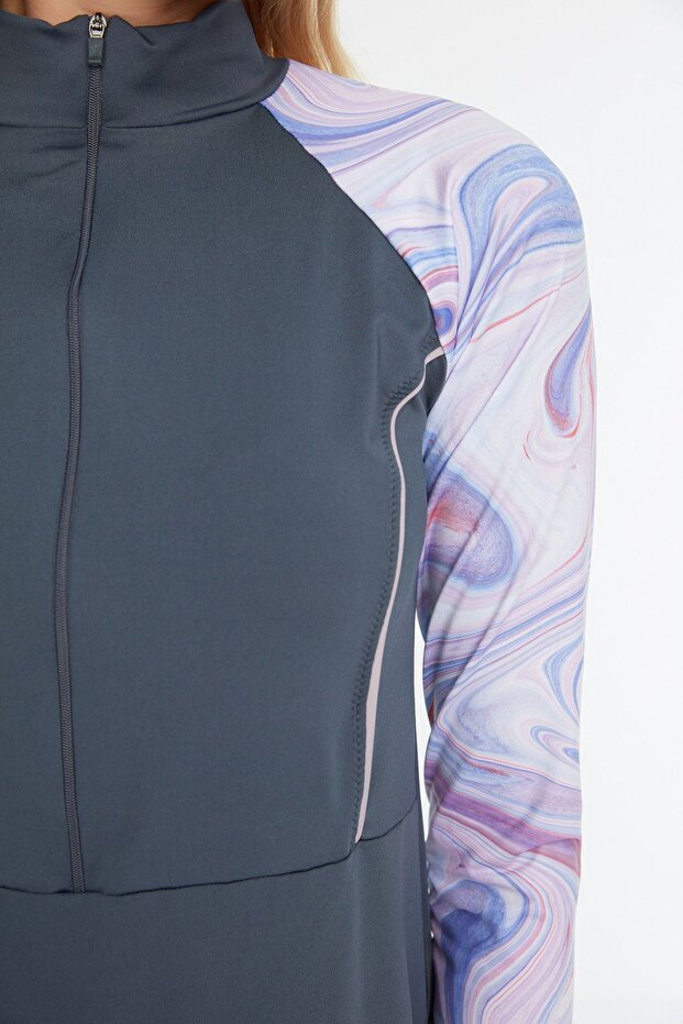 Szürke, hosszú ujjú szörfözési teljesítményű 3 részes fürdőruha szett TCTSS22CF0021 - 2