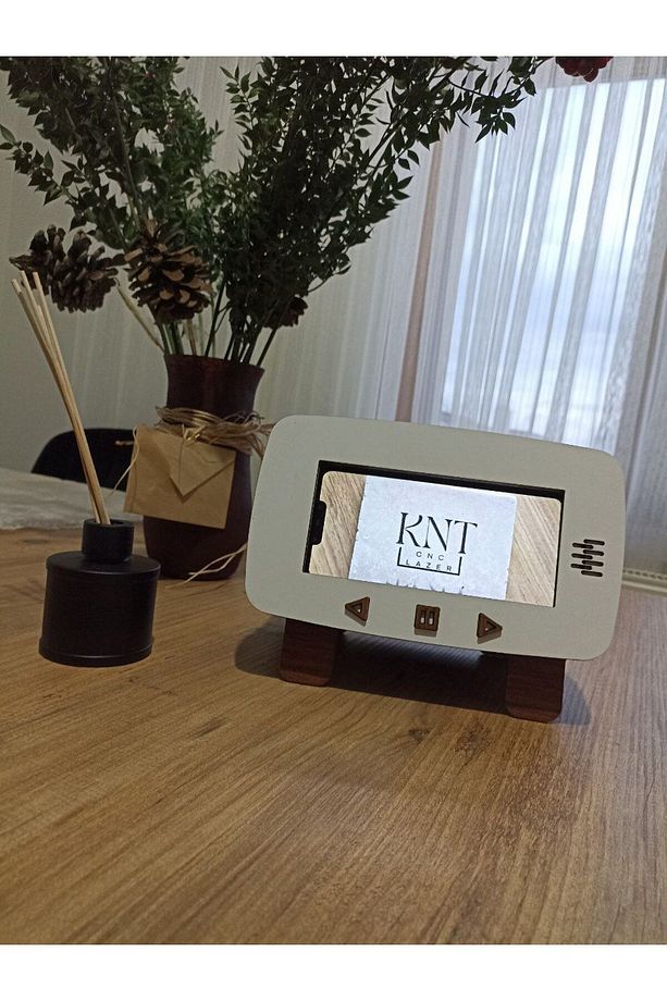 Retro TV Peçete Kutusu, Cep Telefonu Standlı Peçete kutusu, Telefon Tutucu - 7