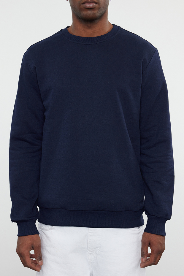 Lacivert Regular/Normal Kesim İçi Polar/Sıcak Tutan Sweatshirt TMNAW21SW1208 - 6
