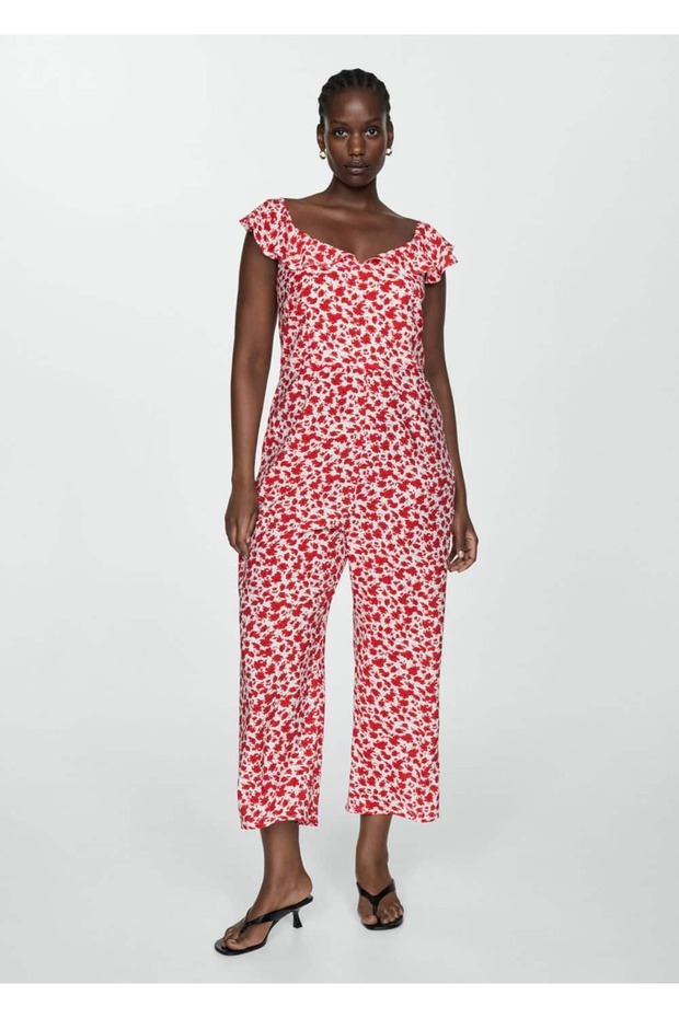 Çiçek desenli uzun tulum - 7