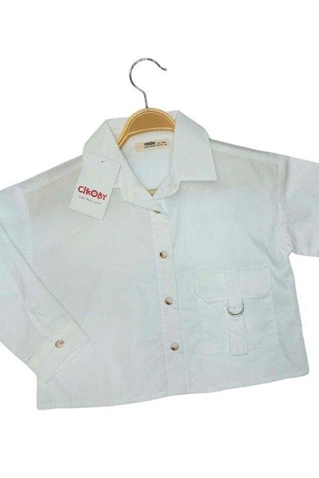 Devojčina košulja u boji krem Tkano - 3