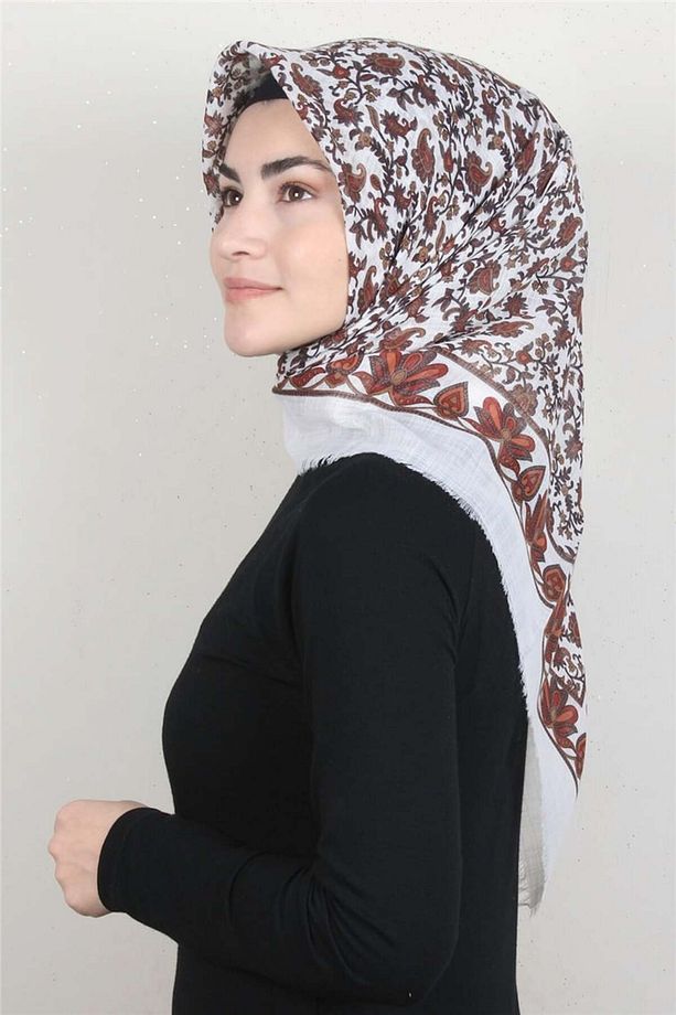 Pamuklu Trend Eşarp 9910-12 Ekru - 1