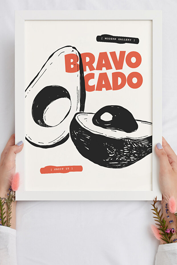 Bravo Cado Avocado - Natural Wooden Framed Fruits Poster, Natural Frame Color - 3