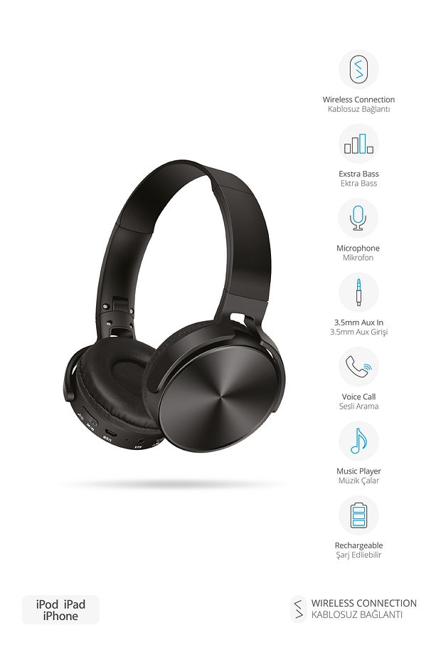 2212 Kulak Üstü Kablosuz Bluetooth Kulaklık / Android - Ios Uyumlu - 2