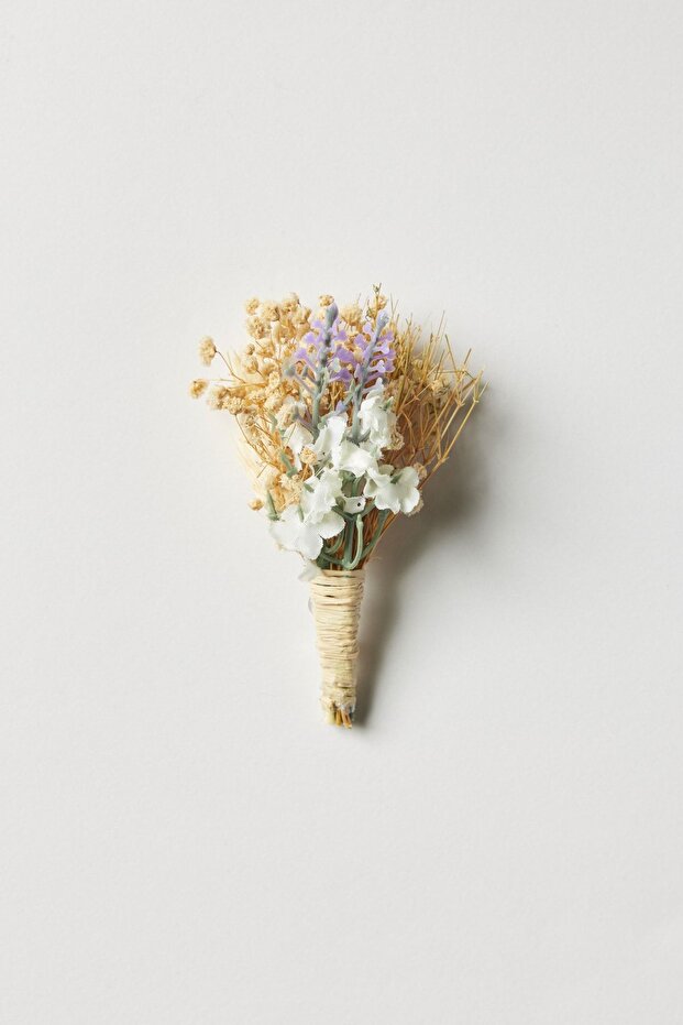 Men's White-beige Lapel Flower