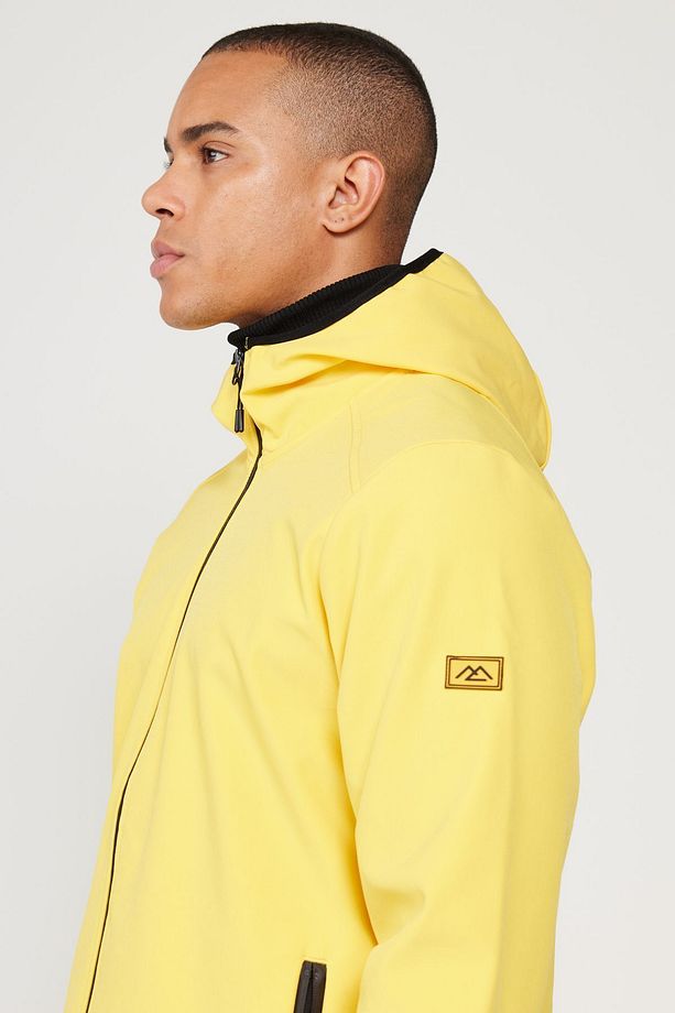 Erkek Sarı Standart Fit Normal Kesim Dik Yaka Softshell Mont - 8