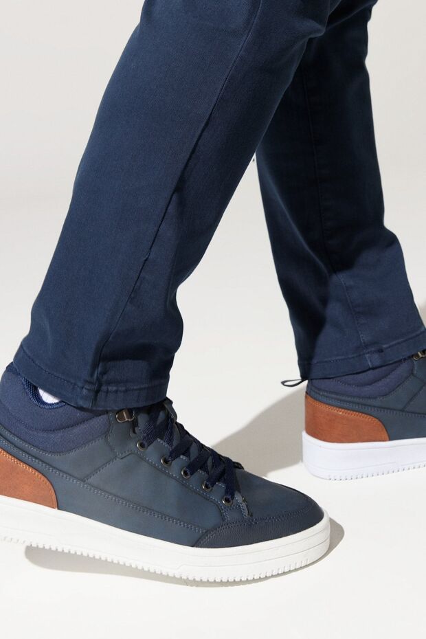Erkek Lacivert-beyaz Kışlık Rahat Taban Spor Sneaker - 5