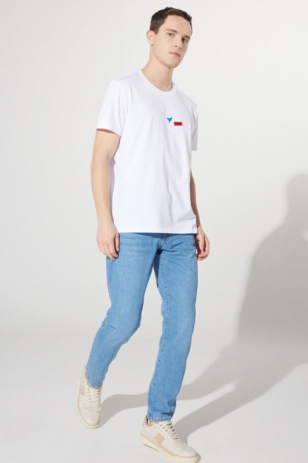 Erkek Açık Mavi Comfort Fit Rahat Kesim %100 Pamuk Esnek Denim Jean Kot Pantolon - 2