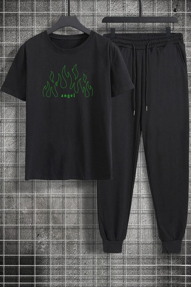 Unisex Green Angel Printed 2-Piece Tracksuit Set