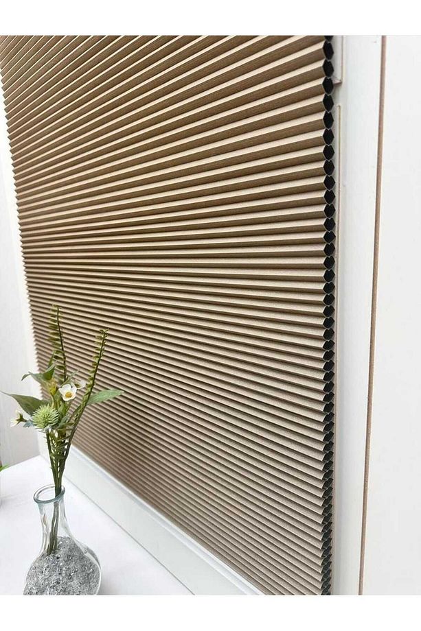 Honeycomb (BAL PETEĞİ) Vizon Kahve %100 Karartma Ve Isı Yalıtımlı Plise Perde - 8