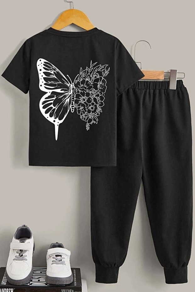 Children's Drawing Butterflies Bottom - Top Tracksuit Set