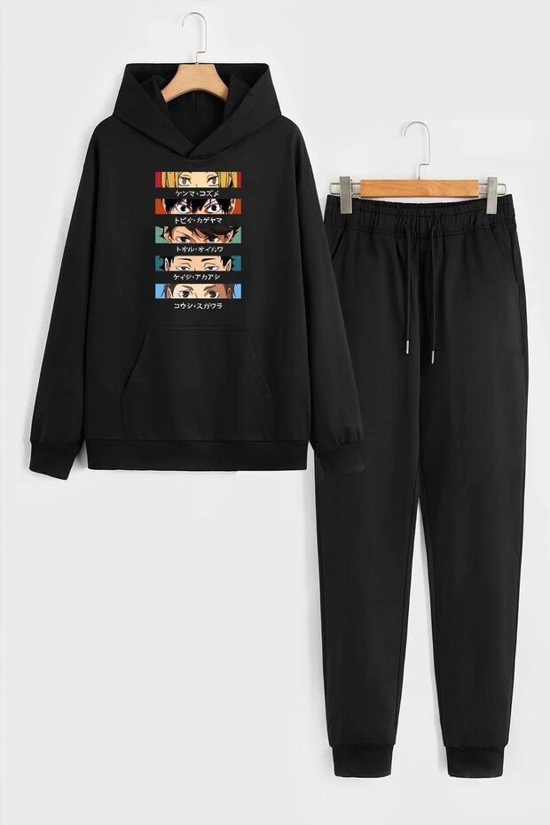 Unisex Cosplay Haikyuu Printed Tracksuit Set