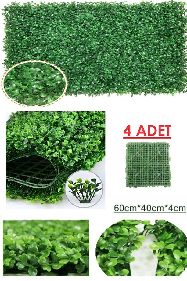 4 Ad.Dekoratif Yapay Bitki Duvar Kaplama Panel Şimşir Tabaka Botanik Dikey Bahçe Peyzaj Çiçek Duvar - 1