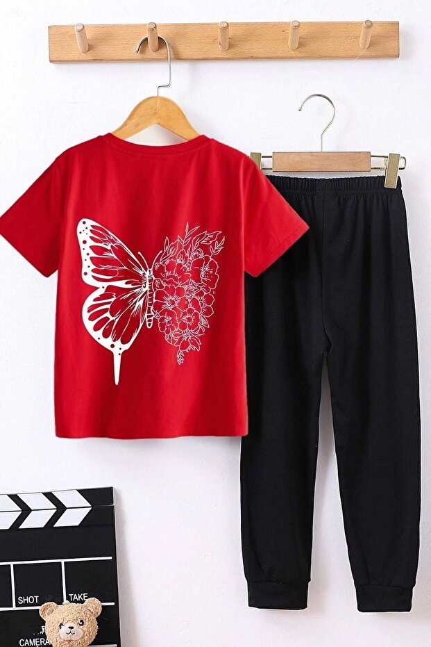 Children's Drawing Butterflies Bottom - Top Tracksuit Set