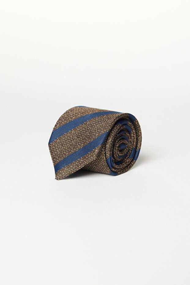 Men's Brown-dark blue Patterned Tie