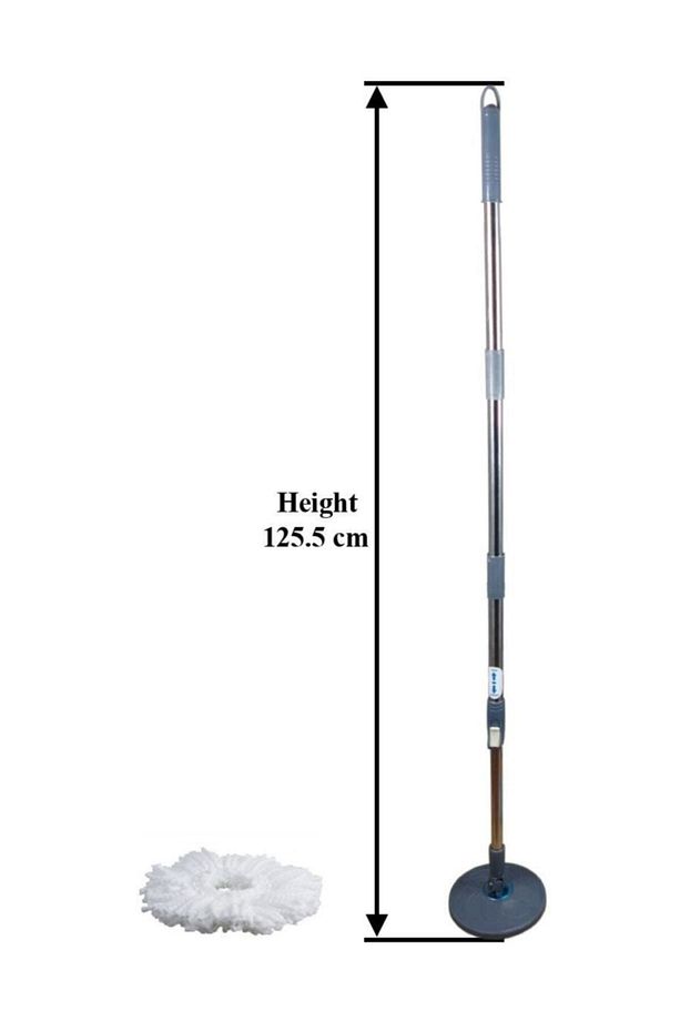 Döner Başlıklı Temizlik Seti 2 Adet Sap Ve Mikrofiber Püskül Yedek Mop - 4