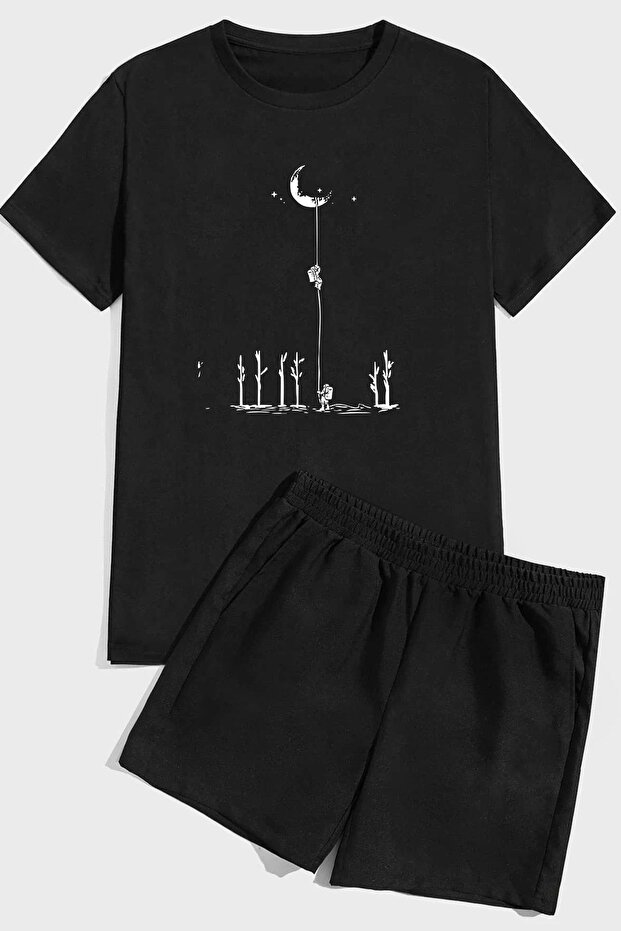 طقم شورت مريح بطبعات الفضاء