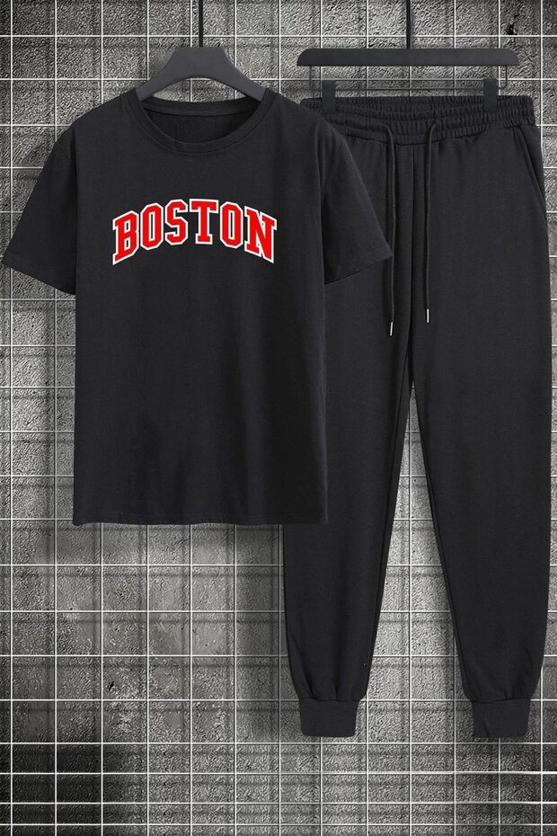 Unisex Boston Printed 2-Piece Tracksuit Set