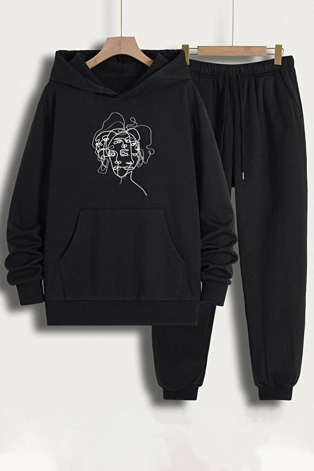 Unisex Woman One Line Printed Tracksuit Set