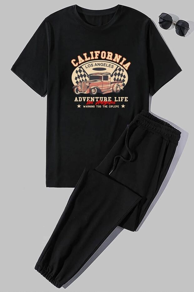 Unisex California Printed 2-Piece Tracksuit Set