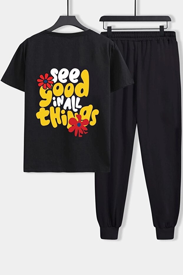 طقم بدلة رياضية مكونة من قطعتين مطبوع عليها Good Things للجنسين
