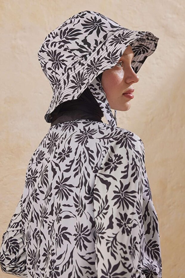 Μαγιό 3 τεμαχίων Floral Ecru Hijab - Ύφασμα Parachute - 8