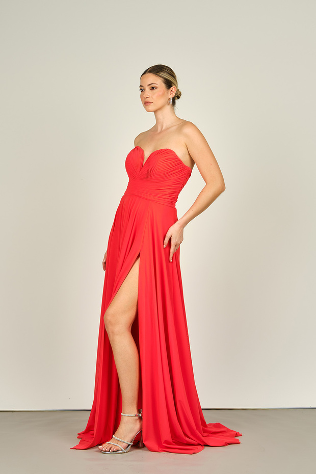 Women's Strapless Long Evening Dress 5437021 Pomegranate Flower