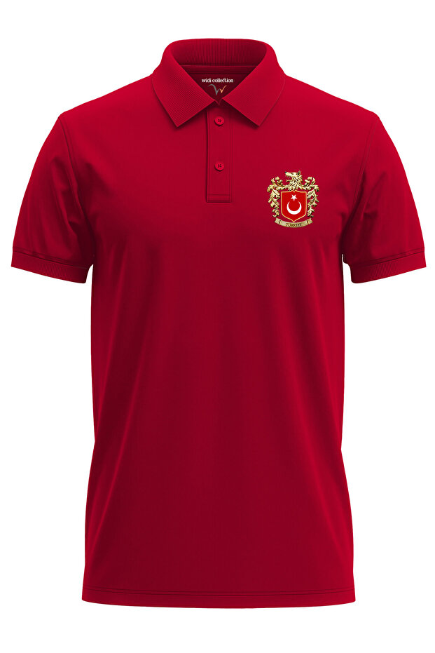 Bozkurt Symbol Turkey and Turkish Flag Wolf Printed Regular Fit 100% Cotton Polo Neck T-Shirt