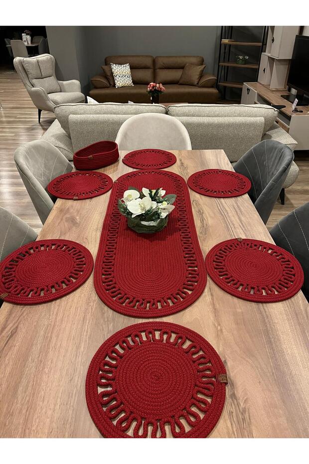 Jute, Wicker 6-Piece American Placemat Set, 6 Plate Sets, 1 Runner, 1 Bread Basket, Plate Mat, Home Decor