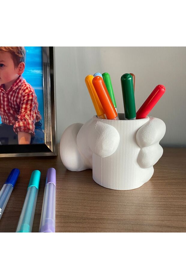 Mickey Mouse El Şeklinde Kalemlik Dekoratif Çok Amaçlı Kullanılabilir Saksı ve Fırçalık Organizer - 2