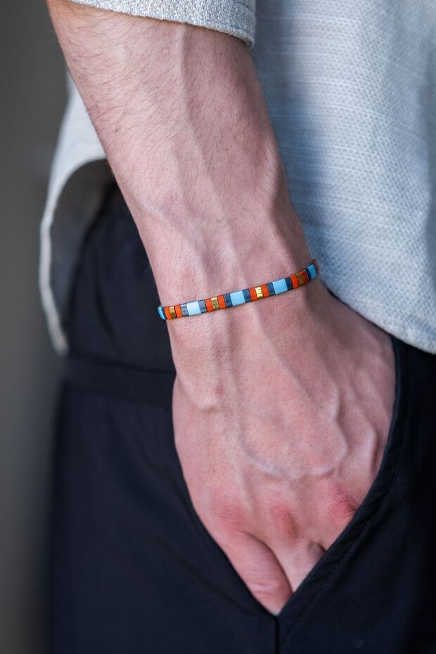 Miyuki Unisex Blue Orange Bracelet
