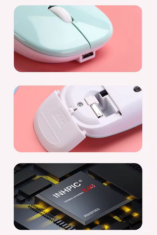 Kablosuz Wireless 2.4g Bluetooth Sessiz Mouse Şarj Edilebilir Rgb Renkli Ergonomik Tasarımlı - 6