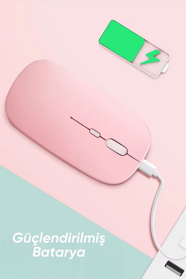 Kablosuz Wireless 2.4g Bluetooth Sessiz Mouse Şarj Edilebilir Rgb Renkli Ergonomik Tasarımlı - 2