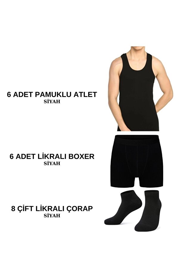 Men's Underwear Pack 6 Pcs. Athlete 6 Ad. Boxer 8 Pairs of Socks