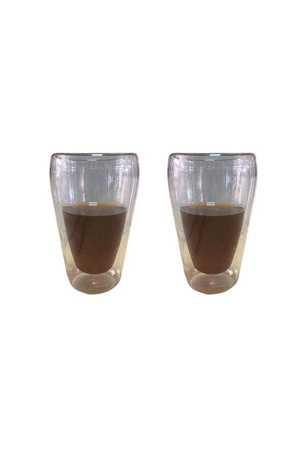 Yeni Stil Çift Cidarlı Uzun Bardak 400 ml Su, Meşrubat, Nescafe, Latte Bardağı 2 Adet - 2258 - 4