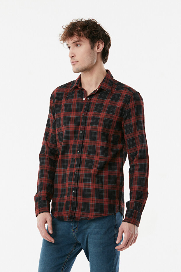 Plaid Patterned Snap Shirt - 5