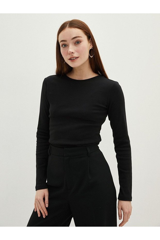 Μαύρο μακρυμάνικο Crew Neck Basic Body