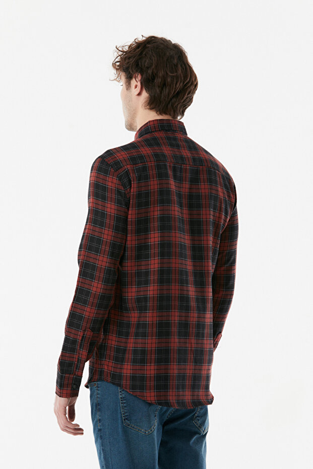 Plaid Patterned Snap Shirt - 8