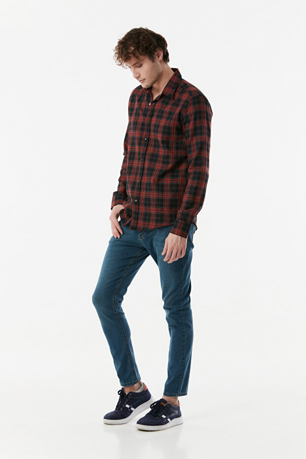 Plaid Patterned Snap Shirt - 4