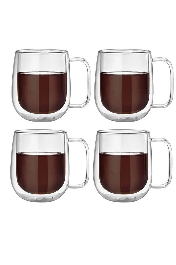 Çift Cidarlı Borosilikat Cam Nescafe,latte,filtre Kahve,süt,bitki Çayı Kupası 300 ml 4 Adet 2769 - 1